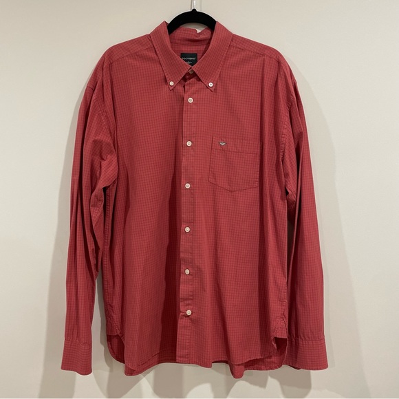 Men’s DOCKERS red & black square design button down shirt size XXL pocket - Picture 2 of 3